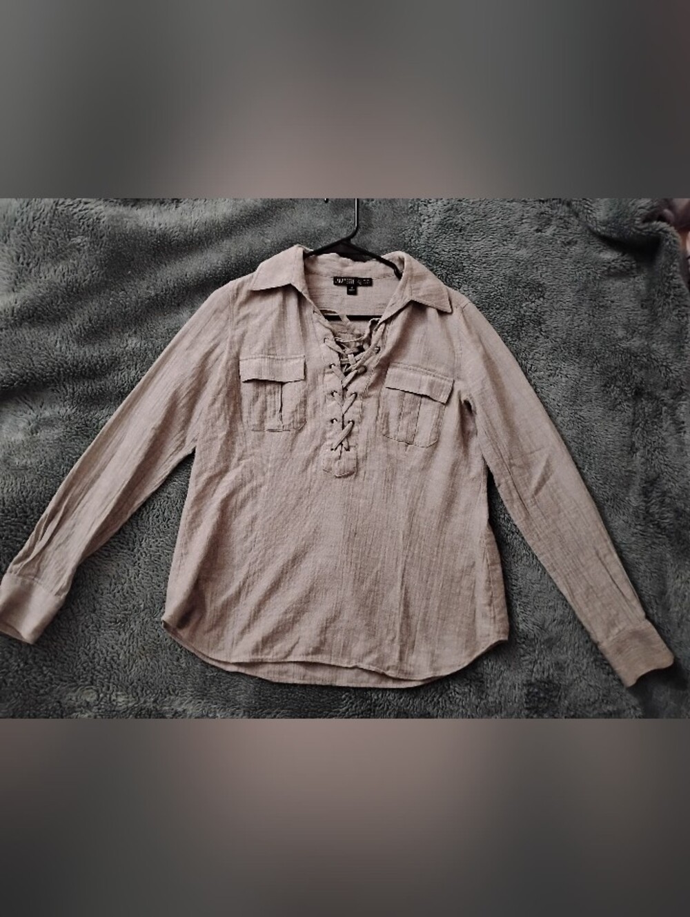 LAFAYETTE 148 NEW YORK Lace Up Wool Blend Blouse Shirt Women's Size 4